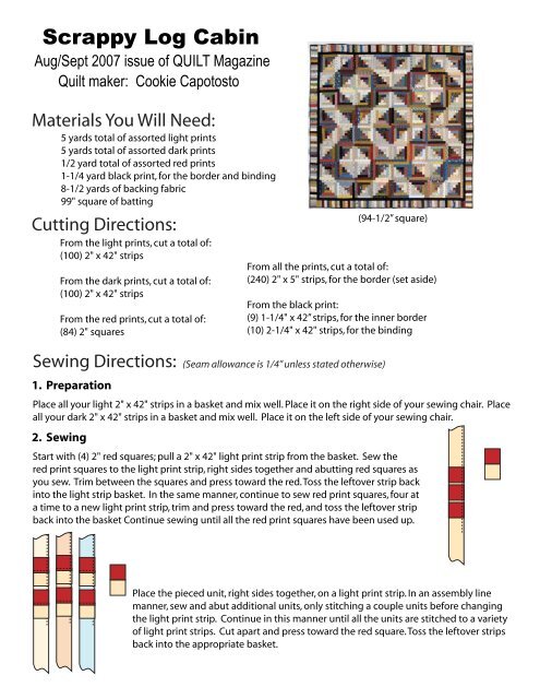 Scrappy Log Cabin Quilt Magazine