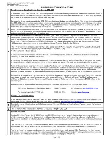 Supplier Information Form [PDF] - SDSU