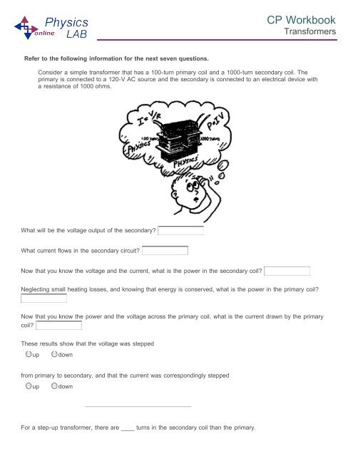 Transformer Worksheet - Schaumburg High School