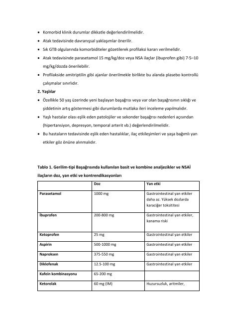 Baş Ağrısı Tanı ve Tedavi Rehberi 2011 Güncellenmiş Şekli