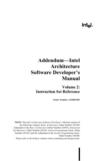 Addendum—Intel Architecture Software Developer's Manual Volume 2