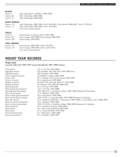 2008-2009 RETURNING PLAYERS' PROFILES - MSJ Lions Athletics