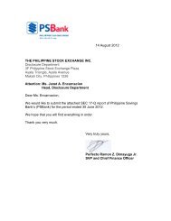 14 August 2012 THE PHILIPPINE STOCK EXCHANGE ... - PSBank