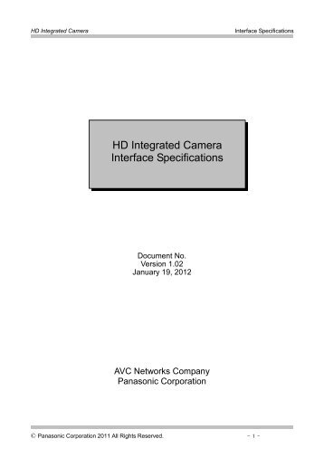 HD Integrated Camera Interface Specifications - Panasonic PASS