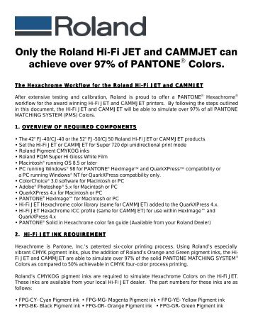 Only the Roland Hi-Fi JET and CAMMJET can achieve over 97% of ...