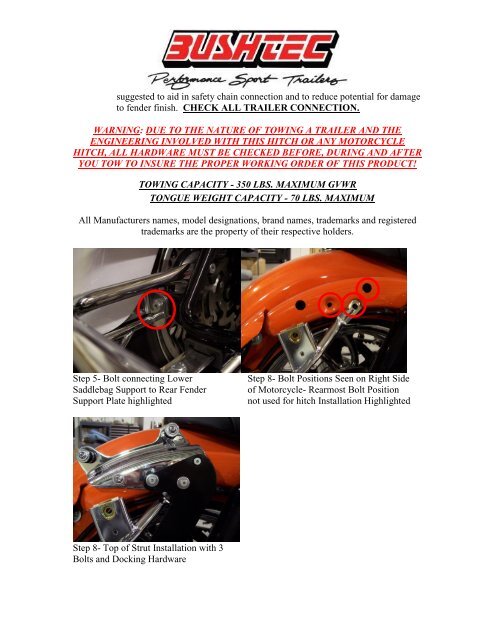 Version 1 Harley-DavidsonÂ® Hitch Installation Guide - Bushtec Trailers