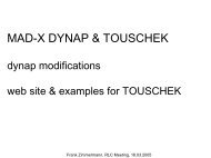 update on MAD-X TOUSCHEK and DYNAP modules - CERN
