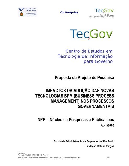 impactos da adoÃ§Ã£o das novas tecnologias bpm ... - GVpesquisa