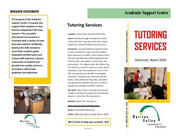 Tutoring Services Brochure - Raritan Valley Community College