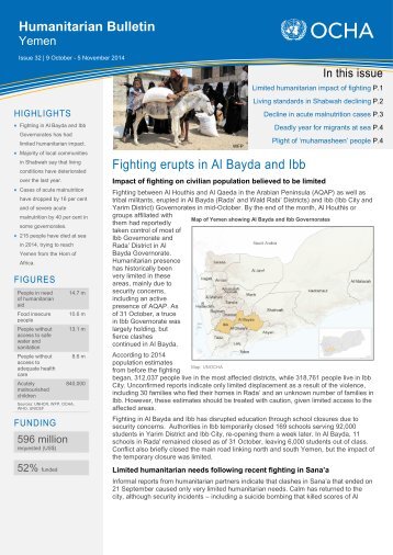 OCHA Yemen Humanitarian Bulletin Issue 32 - 9 October to 5 November 2014