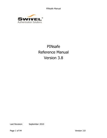 PINSafe v3.8 User Manual - Swivel Secure