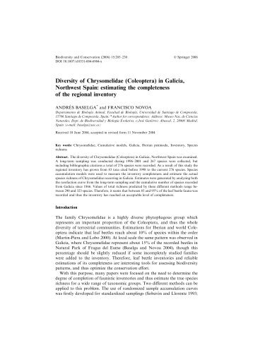 Diversity of Chrysomelidae - Páxinas persoais - USC