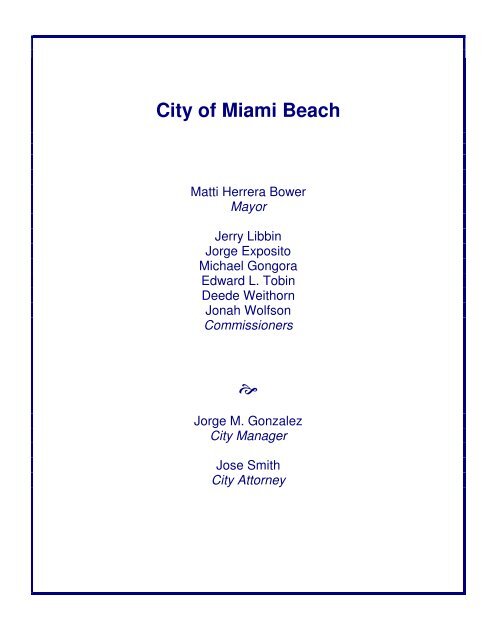 ProPosed FY 2010/11 Work Plan And Budget - City of Miami Beach