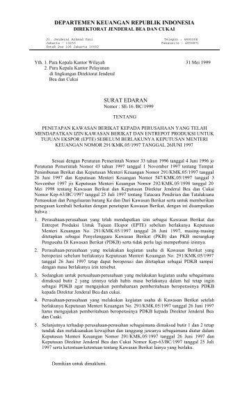 departemen keuangan republik indonesia surat edaran - Direktorat ...