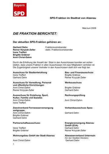 Franktionsbericht Mai 2009 - SPD Alzenau