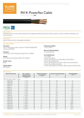 RV-K Powerflex Cable - Eland Cables