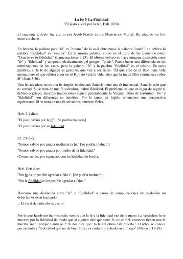 La Fe Y La Fidelidad "El justo vivirÃ¡ por la fe". Hab ... - Christian Issues