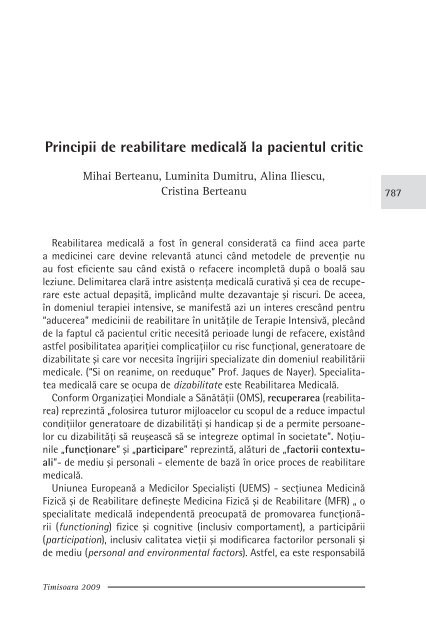 Principii de reabilitare medicalÄ la pacientul critic - Cursul national ...