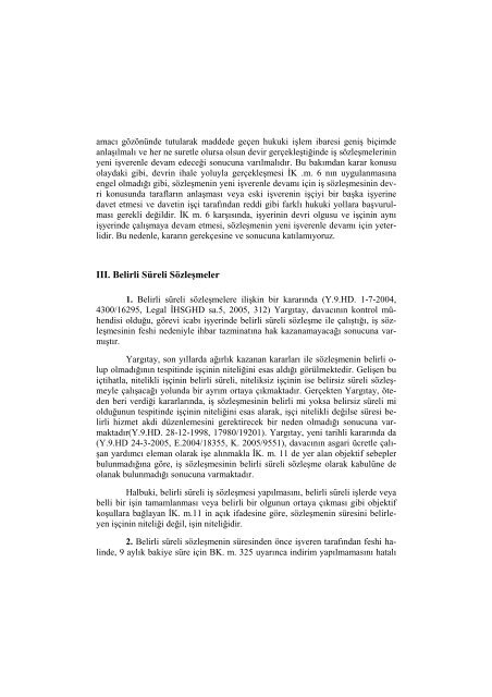 Yargıtayın İş Hukukuna İlişkin 2004 Yılı Kararlarının - Kamu ...