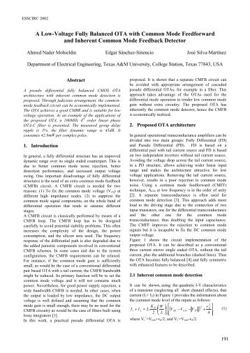 A Low-Voltage Fully Balanced OTA with Common Mode ... - Imec