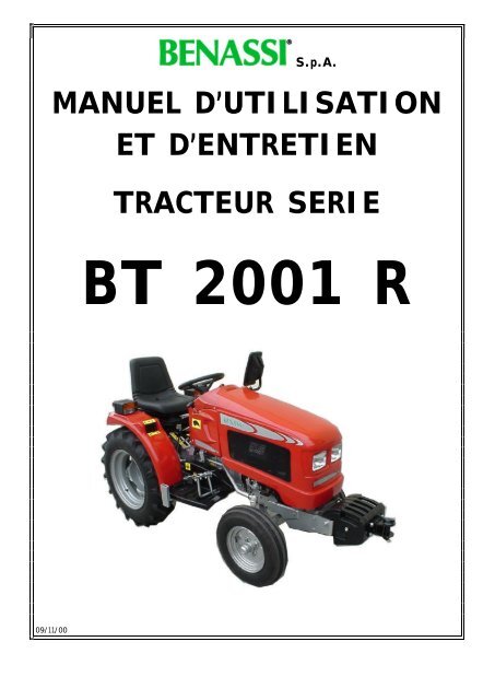 manuel d'utilisation et d'entretien tracteur serie - Benassi