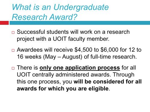 NSERC USRA Undergraduate Student Research Award