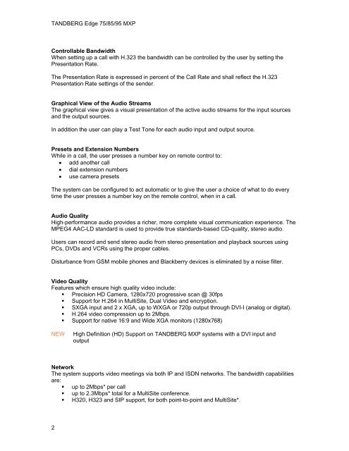 TANDBERG Edge 95-85-75 MXP User Manual (F5).pdf - Expoficina