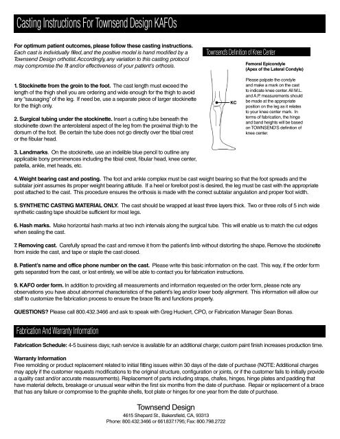 Townsend Premier KAFO Order Form - OPC Health