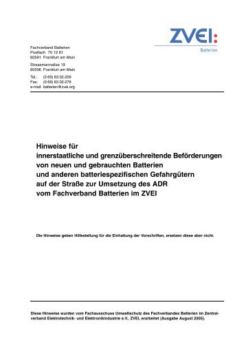 Batterien und sonstige GefahrgÃƒÂ¼ter - BBS Industriebatterien