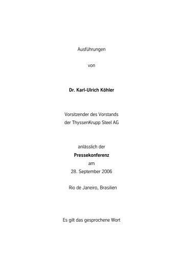 Ausführungen von Dr. Karl-Ulrich Köhler