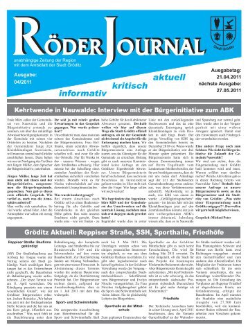 RÖDERJOURNAL RÖDERJ RÖDERJOURNAL ... - Stadt Gröditz