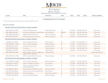 UNDERGRADUATE COURSES - Mercer University