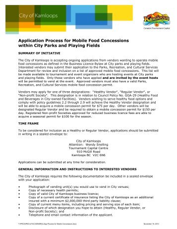 Mobile Food Concession Application - City of Kamloops