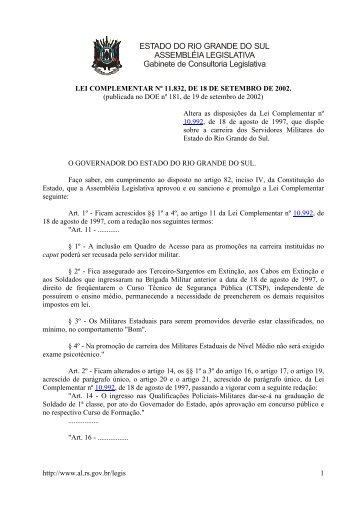 ESTADO DO RIO GRANDE DO SUL ASSEMBLÃIA LEGISLATIVA ...