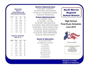 High School Final Exam Brochure - North Warren Regional School ...