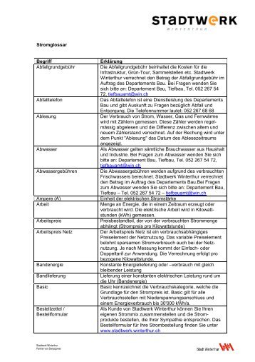 Stromglossar Begriff Erklärung ... - Stadtwerk Winterthur
