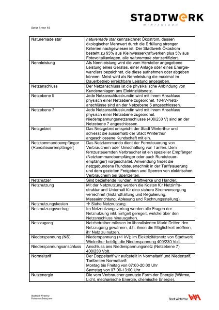 Stromglossar Begriff Erklärung ... - Stadtwerk Winterthur