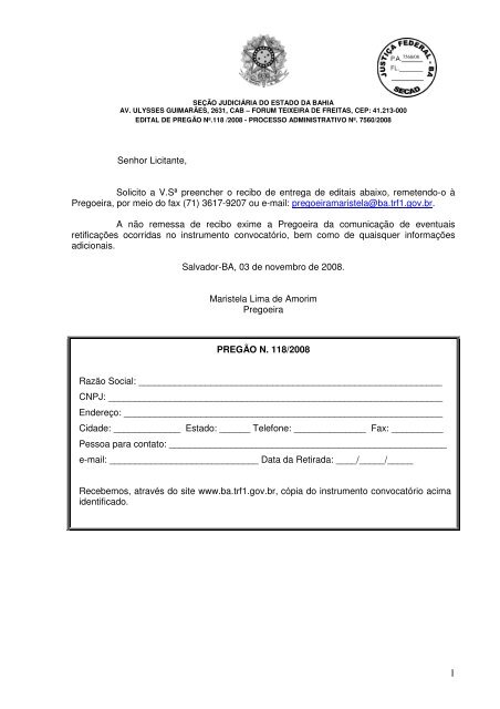 118/2008 Edital - JustiÃ§a Federal