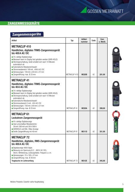 Kernsortiment - Gossen-Metrawatt