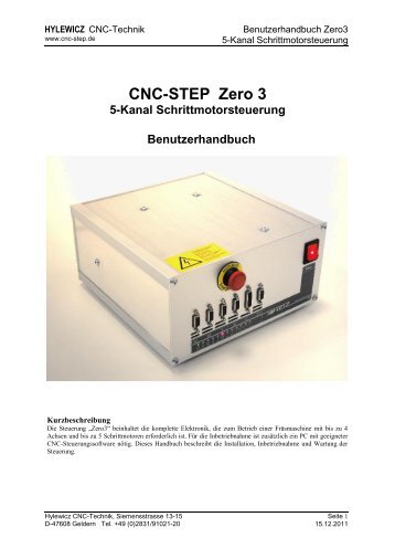 CNC-STEP Zero 3 5-Kanal Schrittmotorsteuerung Benutzerhandbuch
