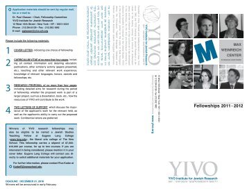 Fellowships 2011 - 2012 - YIVO Institute for Jewish Research