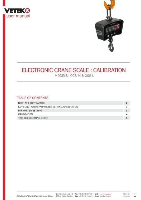 electronIc crane Scale : calIBratIon - Vetek Scales