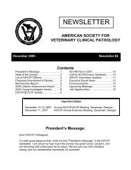 NEWSLETTER - American Society for Veterinary Clinical Pathology