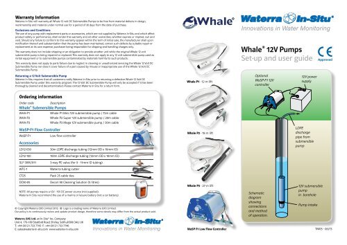 WhaleÂ® 12V Pumps Set-up and user guide - Waterra-In-Situ