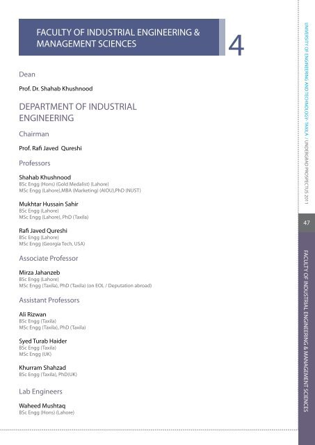 undergraduate prospectus 2011 - University of Engineering and ...
