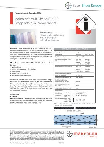 Datenblatt 25mm Makrolon Stegplatten
