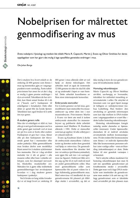 Last ned GENialt 4/2007 (pdf). - Bioteknologinemnda