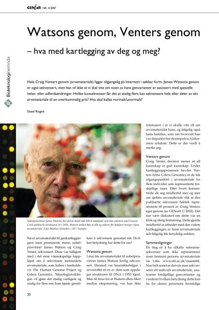 Last ned GENialt 4/2007 (pdf). - Bioteknologinemnda