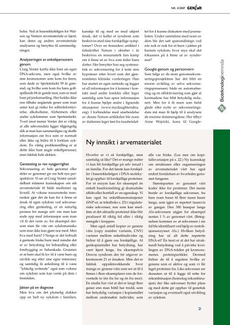Last ned GENialt 4/2007 (pdf). - Bioteknologinemnda