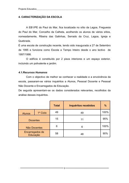 adenda ao projecto educativo de escola - Portal das escolas da RAM